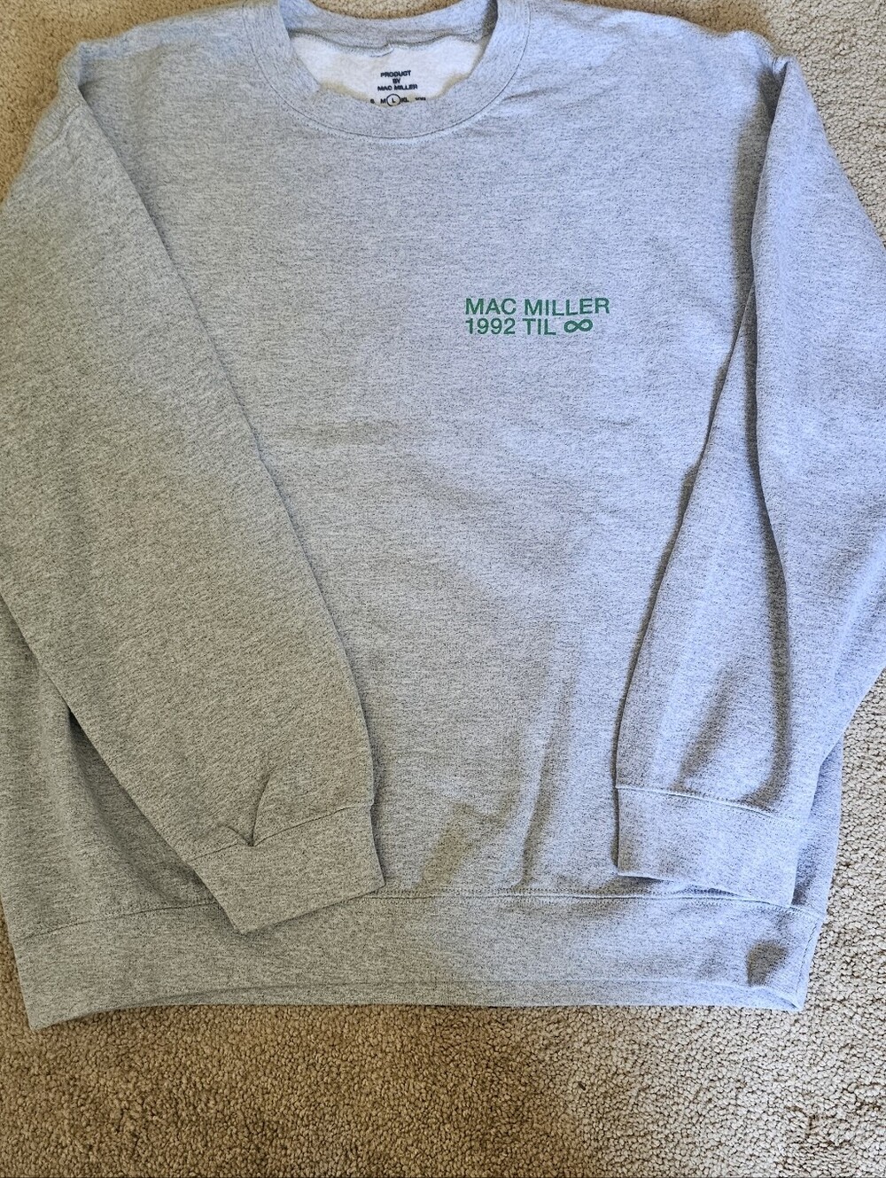 Mac Miller Gray/Green Yin Yang Crewneck Sweatshirt